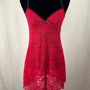 APT 9 Red Lace Babydoll Chemise Size S Racerback